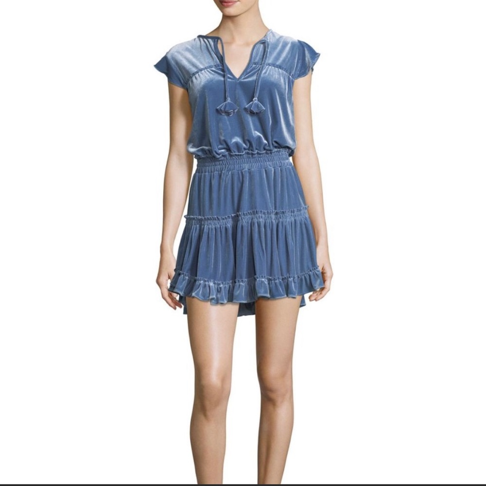 Misa Los Angeles blue velvet dress size M C8